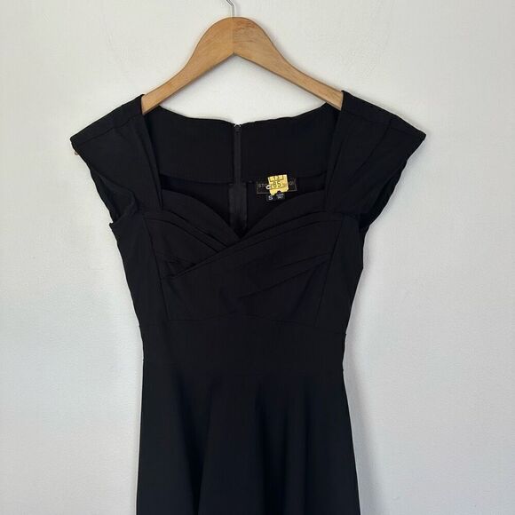 Stop Staring Women’s Solid Black 1950s Retro Pinup Rockabilly Swing Dress - Picture 5 of 9